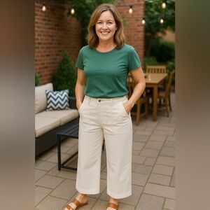 GAP High Rise Wide Leg Crop Pants White Denim Womens Size 12/31 Casual